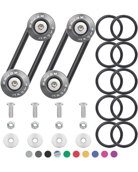 Bumper Quick Release, Mellbree Quick Release Trunk Front Rear Bumper Fasteners Fenders Holders Kit Compatible For Universal Car Bumper (Titanium 4 X Quick Release Tabs With 12 X O-Ring Fastener)