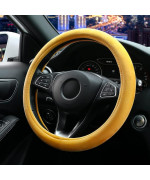 Otostar Soft Velvet Steering Wheel Cover, Universal Luxury Steering Wheel Protector Car Interior Accessories 15 Inch (Yellow)