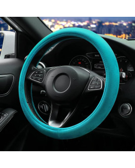 Otostar Soft Velvet Steering Wheel Cover, Universal Luxury Steering Wheel Protector Car Interior Accessories 15 Inch (Lake Blue)
