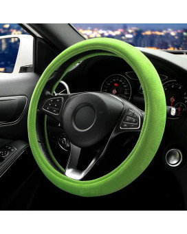 Otostar Soft Velvet Steering Wheel Cover, Universal Luxury Steering Wheel Protector Car Interior Accessories 15 Inch (Green)