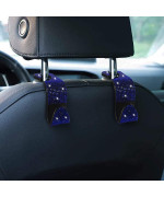 Guoord 2 Pcs Car Headrest Hooks Decorations, Bling Diamond Purse Hook Hangers, Auto Hooks Car Hangers And Durable Backseat Holder, Storage Universal For Suv Truck Vehicle (Blue)