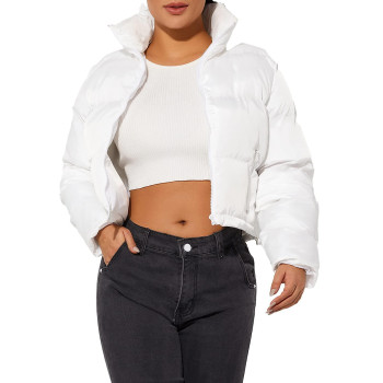 Hujoin Copped Puffer Jacket Women Crop Short Black Jacket Fashion Jackets For Women Short