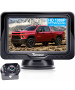 Tomoia Reversing Camera Hd 1080P Dash Monitor Screen Rear View Reverse Cam Kit Parking System For Car Truck Van Caravan Waterproof Night Vision Diy Gridlines T1