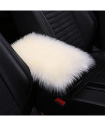 8Sanlione Center Console Cushion Padcover, 114X74 Furry Armrest Cover For Cars, Vehicles, Suvs, Premium Sheepskin Wool, Car Interior Accessories For Women(Beige)