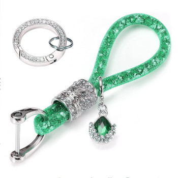 Bling Crystal Car Keychain For Women, Keychain Accessories With Bling Rhinestones, Fashionable Car Key Chain For Car Keys For Hondamercedesbenzaudibmwhyundainissanmazdachveytoyota (Green)