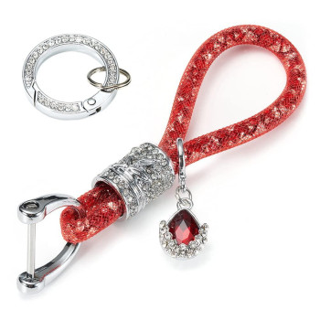 Bling Crystal Car Keychain For Women, Keychain Accessories With Bling Rhinestones, Fashionable Car Key Chain For Car Keys For Hondamercedesbenzaudibmwhyundainissanmazdachveytoyota (Red)