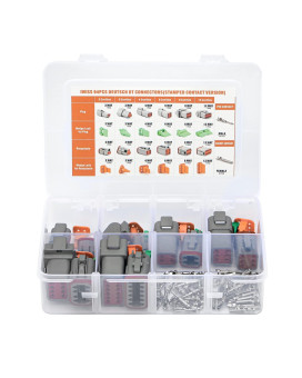 Iwiss Deutsch Dt Connector Kit In 2,3,4,6,8 And 12 Pin Configurations, Size 16 Stamped Contacts, Sealed Automotive Electrical Connectors, 94 Pieces