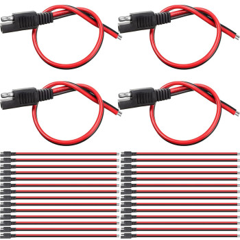 8 Pcs 14 Awg Connectors Cable Compatible With Sae 30Cm 2 Pin Single Plug Quick Disconnect Power Automotive Extension Cable For Motorcycles Cars Charger