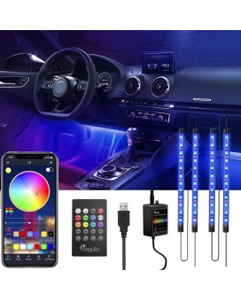 Car Interior Lights, Megulla Music Sync Bluetooth App Controlled Car Rgb Light Strip, 16 Million Colors 4Pcs Multi Color Car Led Strip Lights, Remote Control Under Dash Lighting Kit