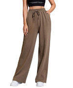 Floerns Womens Causal Drawstring High Waist Baggy Straight Leg Joggers Sweatpants With Pockets Mocha Brown Xl