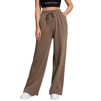 Floerns Womens Causal Drawstring High Waist Baggy Straight Leg Joggers Sweatpants With Pockets Mocha Brown Xl