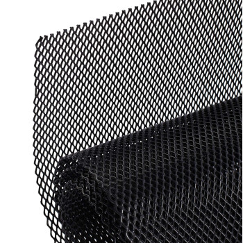 Aggauto 47X16 Inches Car Pickup Truck Grill Mesh Spoiler Bumper Vent Aluminum Alloy Automotive Grille Insert Air Intake Racing Rhombic Hole 3X6Mm Black