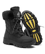 Earlde Womenas Snow Boot With Waterproof Lace Up Mid-Calf Outdoor Winter Deep Tread Rubber Sole