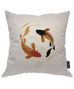 Beabes Carp Fish Throw Pillow Cover Grunge Animal Gold Fish Splash Art Cotton Linen Cushion Case Pillow Covers For Bedroom Dorm Office 18X18 Inch Pillowcases