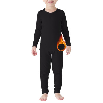 Boys Thermal Underwear Ultra Soft Kids Long Johns Thermal Sets Warm Base Kids Underwear Medium (90) 2T A Black