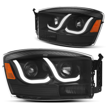 Dwvo Led Drl Projector Headlights Assembly Compatible With 06 07 08 09 Dodge Ram 1500 2500 3500 Headlamp Black Housing Pair Driver And Passenger Side