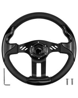 Motafar Golf Cart Steering Wheel With Ergonomic Design Universal Fit For Golf Cart Club Car Ezgo Rxv Txt, Yamaha, Precedent Tempo, Ds(All Black)