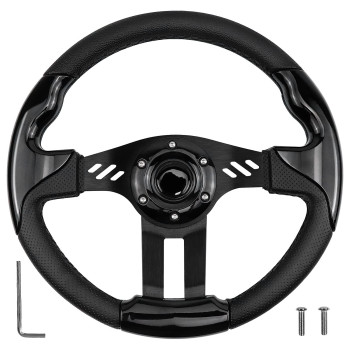 Motafar Golf Cart Steering Wheel With Ergonomic Design Universal Fit For Golf Cart Club Car Ezgo Rxv Txt, Yamaha, Precedent Tempo, Ds(All Black)