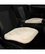 Llb Genuine Sheepskin Car Seat Cushion, Comfort Auto Seat Pad, Fluffy Real Wool, Warm Office Chair Car Mat With Non-Slip Backing Universal Fit,192 Inch X 192 Inch (Pearl, Front Seat Cushions-2 Pcs)