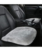 Llb Genuine Sheepskin Car Seat Cushion, Comfort Auto Seat Pad, Fluffy Real Wool, Warm Office Chair Car Mat With Non-Slip Backing Universal Fit, 192 X 192 Inches (Grey, Front Seat Cushions-2 Pcs)