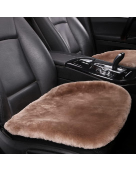 Llb Genuine Sheepskin Car Seat Cushion, Comfort Auto Seat Pad, Fluffy Soft Real Wool, Warm Office Chair Car Mat With Non-Slip Backing Universal Fit, 192 X 192 Inches (Tan, Front Seat Cushions-2 Pcs)