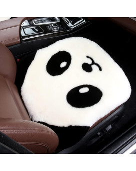 Llb Genuine Sheepskin Car Seat Cushion, Comfort Auto Seat Pad, Fluffy Soft Real Wool, Warm Office Chair Car Mat With Non-Slip Backing Universal Fit,192 X 192 Inches (Panda, Front Seat Cushion-1 Pc)