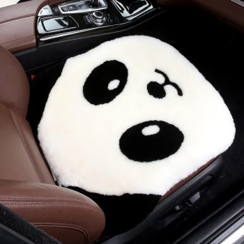 Llb Genuine Sheepskin Car Seat Cushion, Comfort Auto Seat Pad, Fluffy Soft Real Wool, Warm Office Chair Car Mat With Non-Slip Backing Universal Fit,192 X 192 Inches (Panda, Front Seat Cushion-1 Pc)