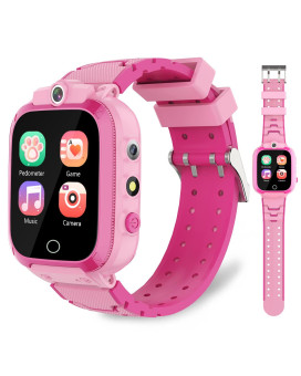 Kids Smart Watch For Girls Toys For 3-10 Year Old Girls, 144 Hd Touch Screen With 24 Puzzle Games Music Player Dual Camera 1224 Hr Pedometer Flashlight Birthday Gift For Girls Kids Age 5 6 7 8