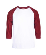 Top Pro Mens 34 Sleeve Casual Raglan Jersey Baseball Tee Shirt (Medium, Burgundywhite)