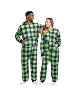 Seattle Seahawks Nfl Plaid One Piece Pajamas - M