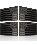 Embossed 3D Metal All Black American Flag Emblem Decal Stickers (2 Pairs), Matte Black 5 X 3 Patriotic Usa Us Flag Car Decals Bumper Stickers For Truck, Window, Motorcycle, Support Us Military