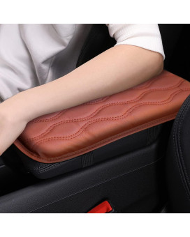 Banseko Car Auto Armrest Cover Pad,Auto Armrest Seat Box Cover,Leather Auto Center Console Cover Universal Fits For Most Cars Suv, And Truck (Brown)