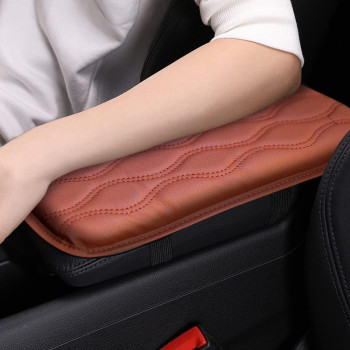 Banseko Car Auto Armrest Cover Pad,Auto Armrest Seat Box Cover,Leather Auto Center Console Cover Universal Fits For Most Cars Suv, And Truck (Brown)