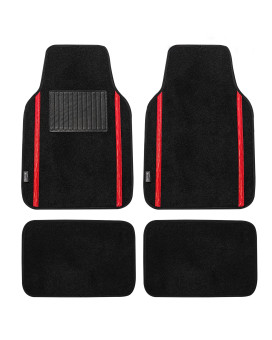 Fh Group Car Floor Mats - Carpet Floor Mats For Cars, Universal Fit Automotive Floor Mats, All Purpose Car Floor Mats, Carpet Protector Mat For Most Sedan, Suv, Truck Floor Mats Red