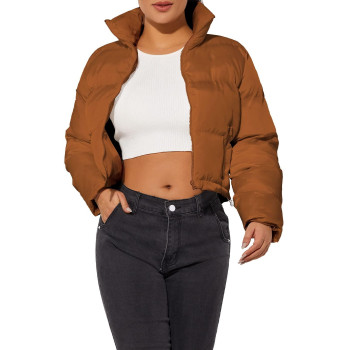 Womens Crop Short Jacket Cropped Puffer Fashion 2021 Jackets For Women Warm Winter Lightweight Coat