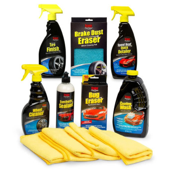 Stoner Car Care 99055 Exterior Automotive Detailing 11-Piece Kit Includes Visible Shine, Speed Bead, Coating Wash, Wheel Cleaner, Brake Dust Eraser, More Shine Tire Finish And Four Microfibers