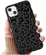 Midnight Leopard Compatible With Iphone 13 Case Leopard Print, Black Cheetah Print Pattern Design, Cute Fashion Slim Soft Tpu Shockproof Protective Phone Cover For Women Men Leopard Pattern 61