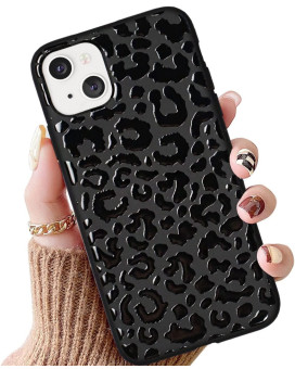 Midnight Leopard Compatible With Iphone 13 Case Leopard Print, Black Cheetah Print Pattern Design, Cute Fashion Slim Soft Tpu Shockproof Protective Phone Cover For Women Men Leopard Pattern 61