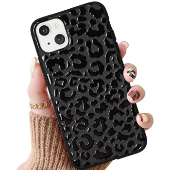 Midnight Leopard Compatible With Iphone 13 Case Leopard Print, Black Cheetah Print Pattern Design, Cute Fashion Slim Soft Tpu Shockproof Protective Phone Cover For Women Men Leopard Pattern 61