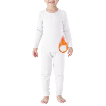 Boys Thermal Underwear Warm Baby Long Johns Sets Toddler Winter Clothers Ski Thermal Underwears White (120) 5T-6T