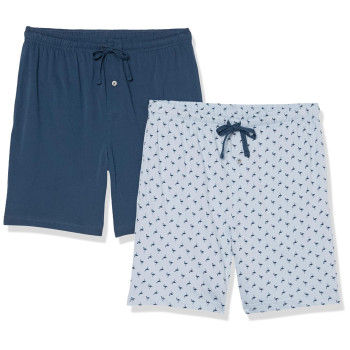 carkartEssentials Mens Cotton Pajama Shorts, Pack Of 2, Blueindigo, Flamingo, Medium