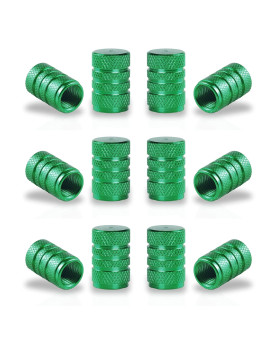 Singaro 12Pcs Tire Valve Stem Caps, Car Exterior Accessories, Aluminum Alloy Valve Cover General Purpose Cars, Trucks, Motorcycles And Bicycles (Green)