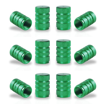 Singaro 12Pcs Tire Valve Stem Caps, Car Exterior Accessories, Aluminum Alloy Valve Cover General Purpose Cars, Trucks, Motorcycles And Bicycles (Green)