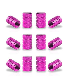 Singaro 12Pcs Tire Valve Stem Caps, Car Exterior Accessories, Aluminum Alloy Valve Cover General Purpose Cars, Trucks, Motorcycles And Bicycles (Purple)