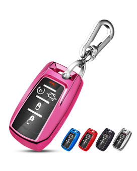 Qbuc For Ram Key Fob Cover With Keychain Clip Soft Tpu Key Case Compatible With 2019 2020 2021 2022 Dodge Ram 1500 2500 3500 4500 5500 Smart Remote Accessories (Pink)