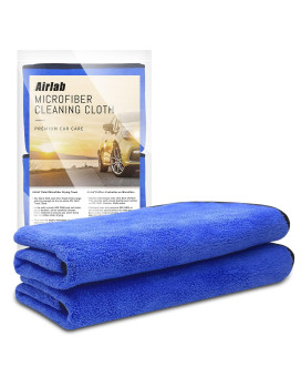 Airlab Xl Microfiber Towels For Cars Drying Super Absorbent Auto Detailing Plush Extra Large Ultra Soft, Lint-Free, Streak-Free, 24 X 35 - Pack Of 2