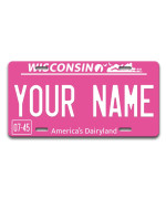 Brgiftshop Personalized Licence Plate Wisconsin Pink Holiday 2021 State Car Vehicle 6X12 Inches Custom Name Auto Tag (All States Available)