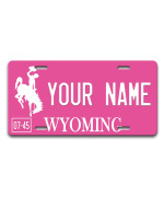 Brgiftshop Personalized Licence Plate Wyoming Pink Holiday 2021 State Car Vehicle 6X12 Inches Custom Name Auto Tag (All States Available)