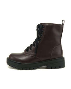 Soda Firm - Lug Sole Combat Ankle Bootie Lace Up Wside Zipper (55, Dark Brown, Numeric_5_Point_5)
