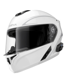 Sena Outrush R Bluetooth Modular Motorcycle Helmet With Intercom System (Gloss White, Xl)